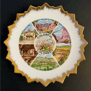 Colorful Colorado Decorative Souvenir Plate - Gold Trim